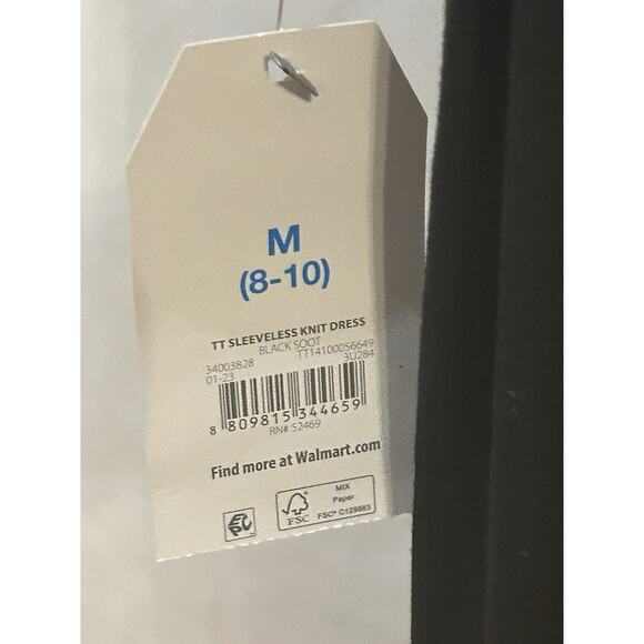 NWT Time and Tru Black Sleeveless Knit Dress size M - Picture 4 of 5